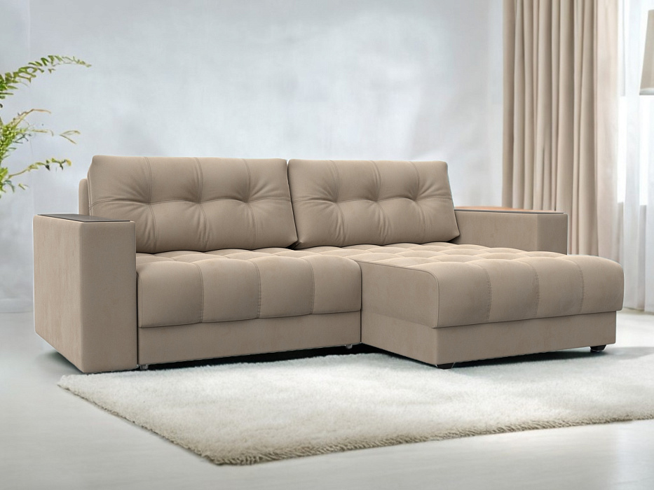 Диван угловой с декором Лига-049 НПБ (seven 729 бежевый) Диван угловой с декором Лига-049 НПБ (seven 729 бежевый)