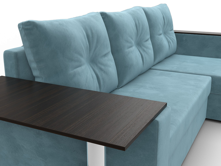 Диван угловой Атланта со столом правый угол (seven 113 бирюзовый)
