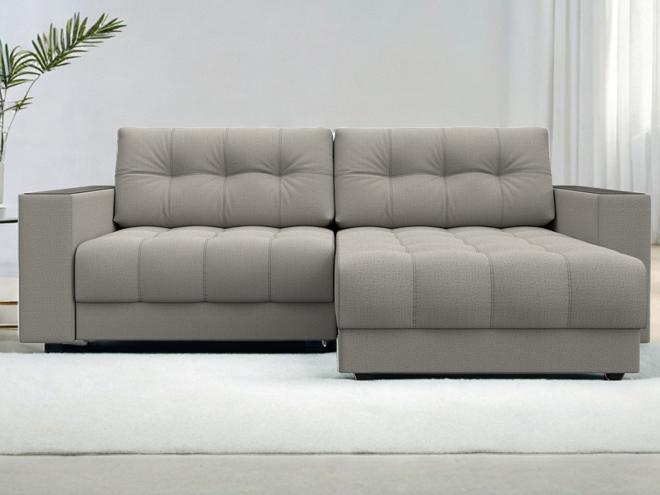 Диван угловой с декором Лига-049 НПБ (амур 02 бежевый)