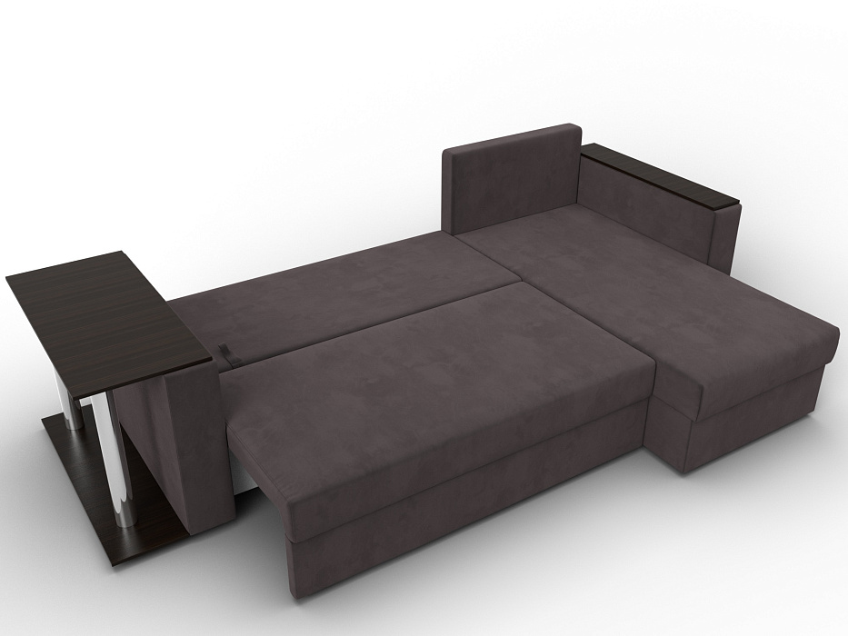 Диван угловой Атланта со столом правый угол (seven 727 коричневый)