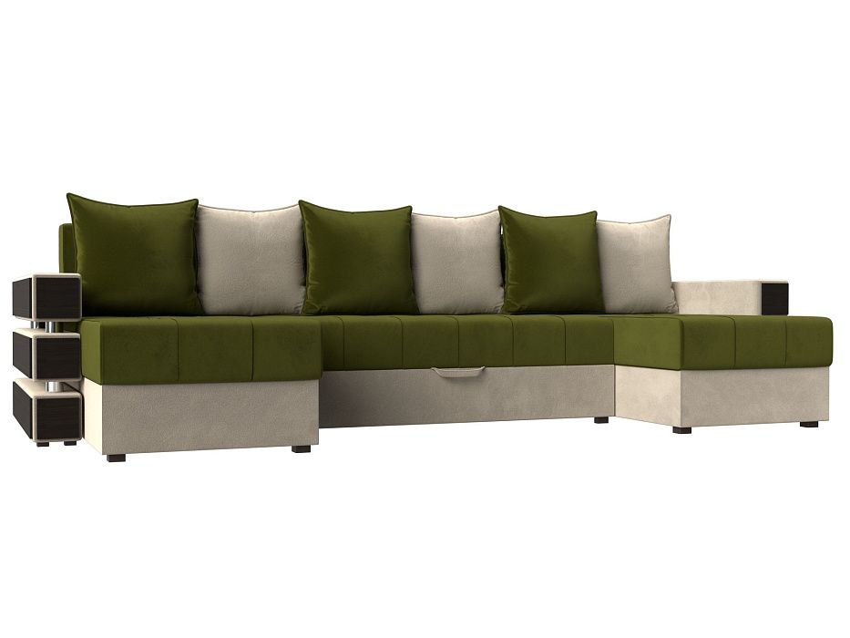 П-образный диван Венеция (зеленый\бежевый цвет)
