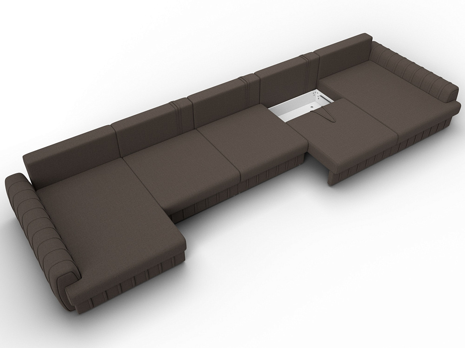 Диван П-образный Лига-057 НПБ МегаЛонг (амур 05 коричневый)