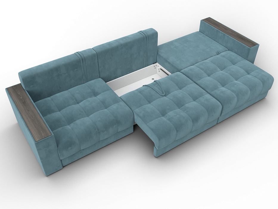 Диван прямой с декором Лига-049 НПБ Лонг (seven 113 бирюзовый)