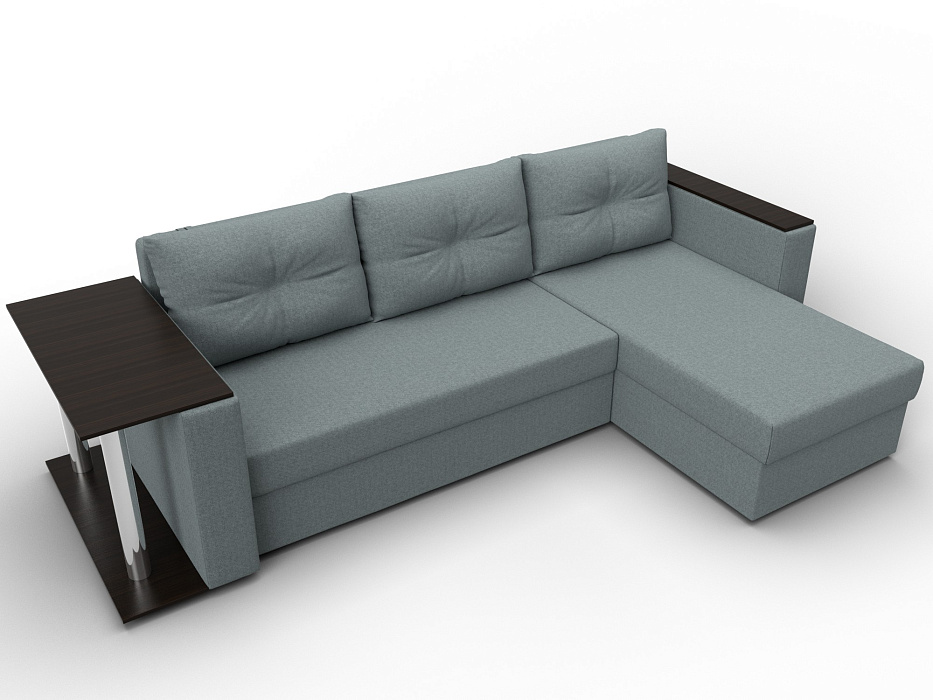Диван угловой Атланта со столом правый угол (амур 07 серый)