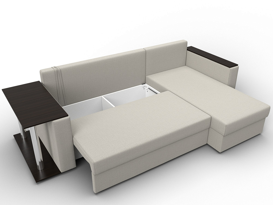 Диван угловой Атланта со столом правый угол (амур 02 бежевый)