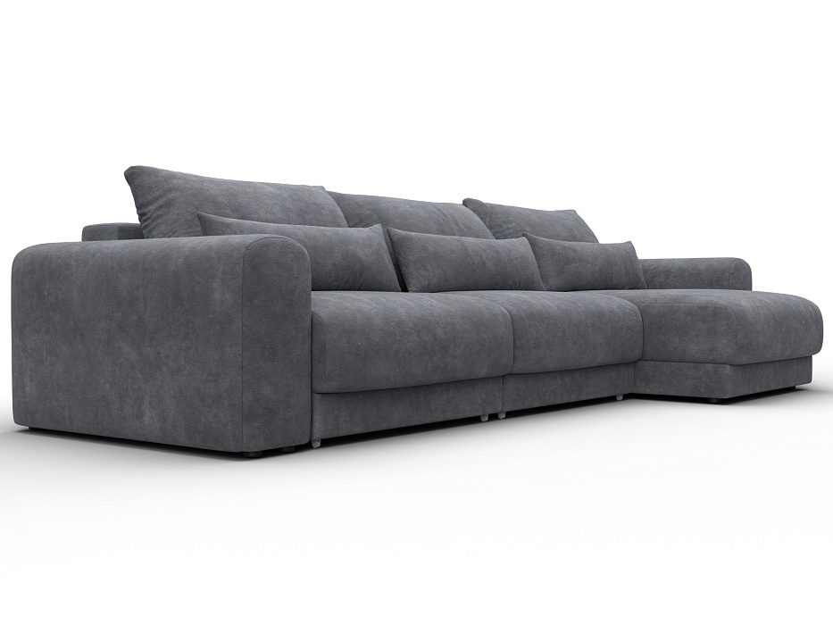 Диван угловой Лига-056 НПБ Лонг угол универсальный (brut 16 темно-серый)