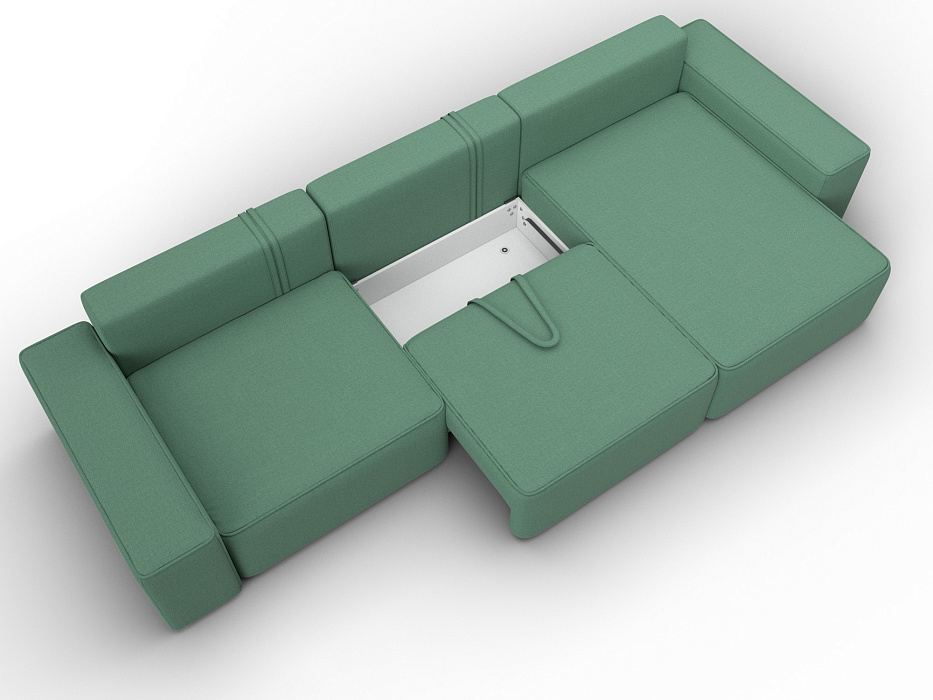 Диван угловой Лига-074 угол универсальный (амур 11 зеленый)