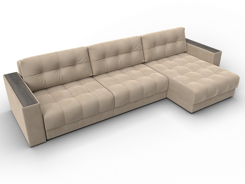 Диван угловой с декором Лига-049 НПБ Лонг (seven 729 бежевый)