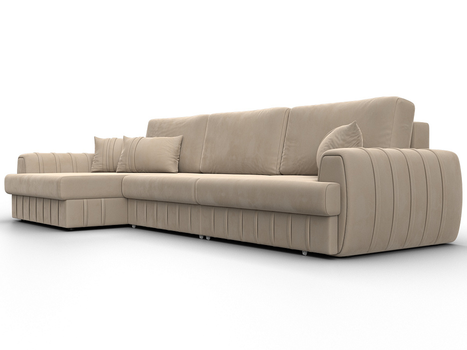 Диван угловой Лига-057 НПБ Лонг угол левый (seven 729 бежевый)
