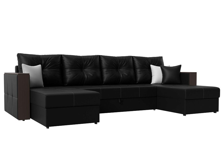 П-образный диван Валенсия (черный\белый)