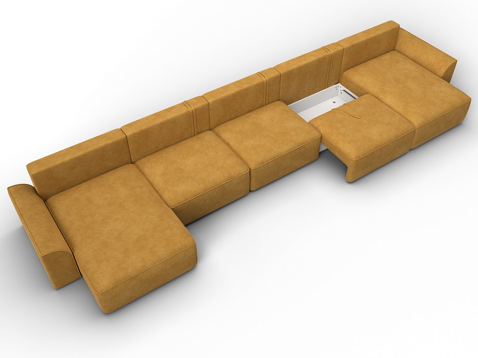 Диван П-образный Лига-048 НПБ МегаЛонг (brut 10 желтый)