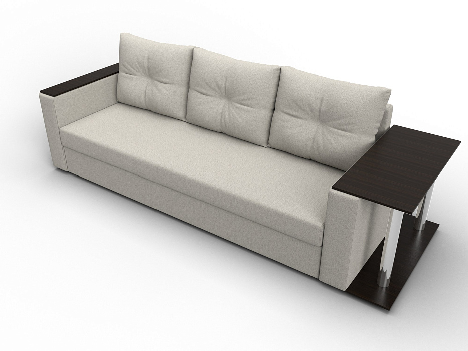 Диван прямой Атланта со столом справа (амур 02 бежевый)