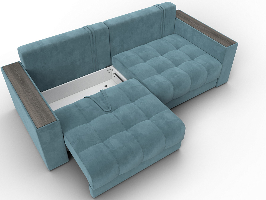 Диван прямой с декором Лига-049 НПБ (seven 113 бирюзовый)