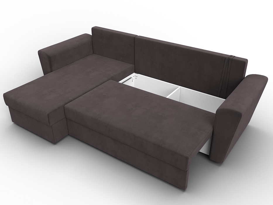 Диван угловой Амстердам Лайт левый угол (seven 727 коричневый)
