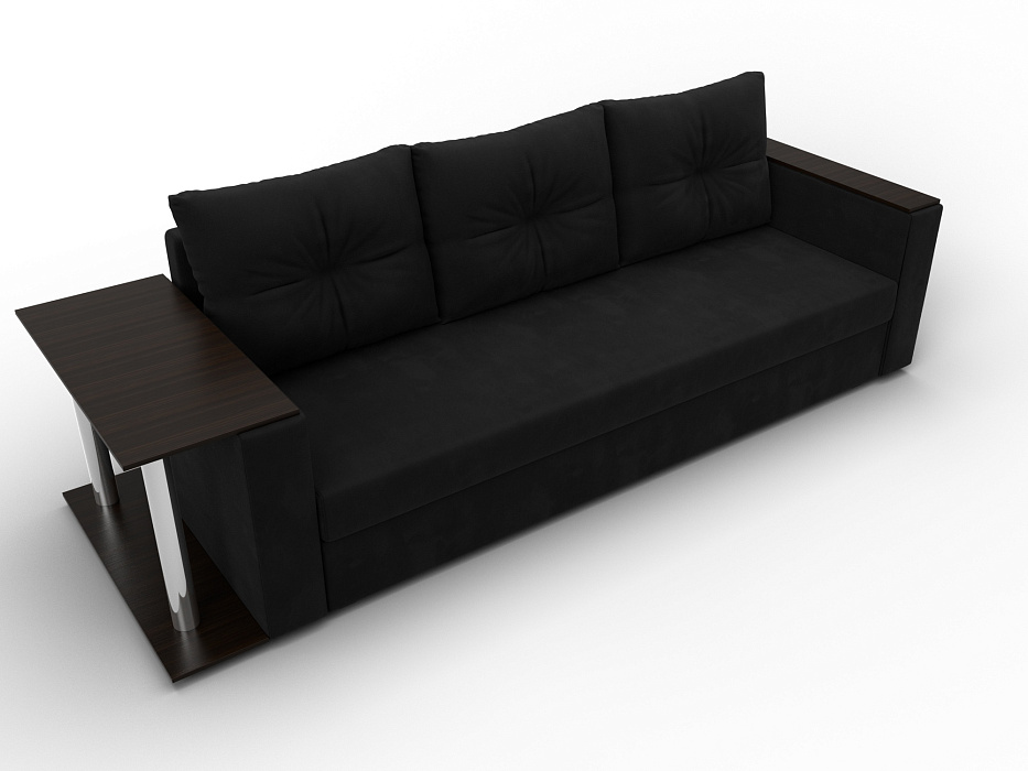 Диван прямой Атланта со столом слева (черный)