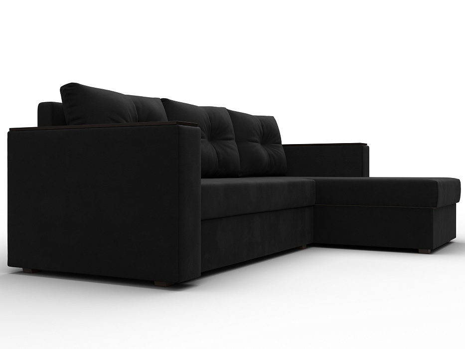 Диван угловой Атланта без стола универсальный угол (черный)