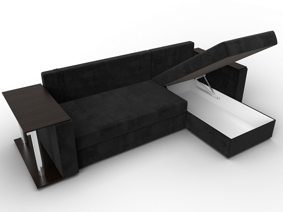 Диван угловой Атланта со столом правый угол (seven 35 черный)