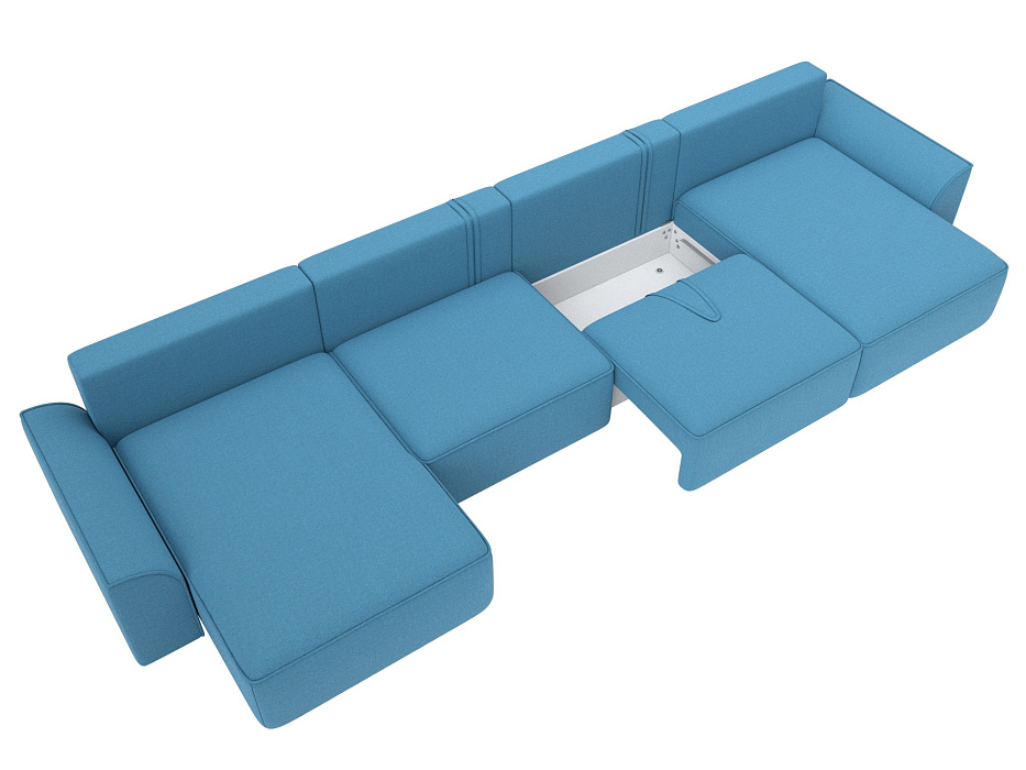 Диван П-образный Лига-048 НПБ лонг (амур 10 голубой)