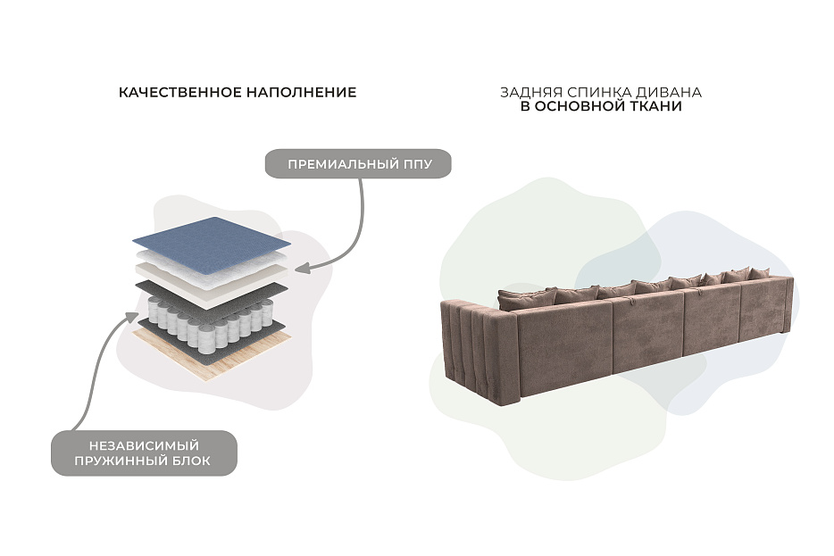 Диван П-образный Лига-052 НПБ Лонг (tower 05 бежевый)