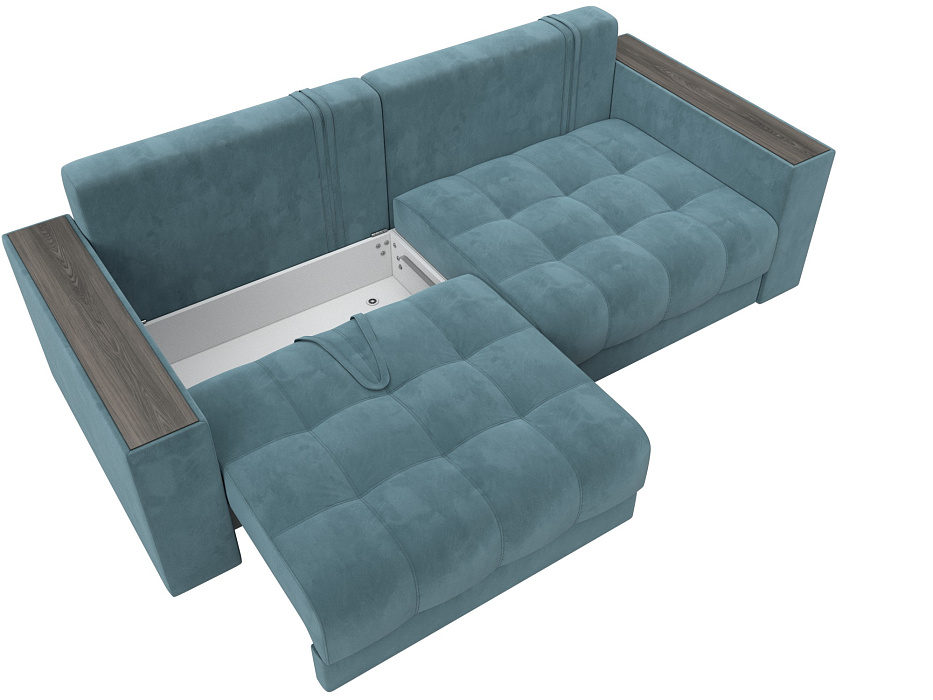 Диван прямой с декором Лига-049 НПБ (seven 113 бирюзовый)