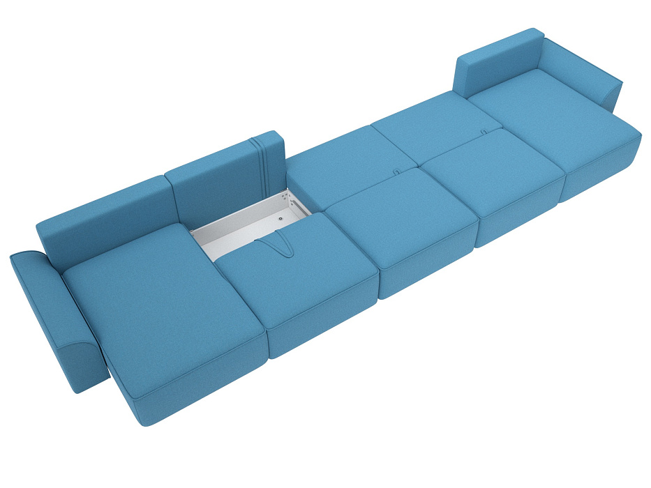Диван П-образный Лига-048 НПБ МегаЛонг (амур 10 голубой)