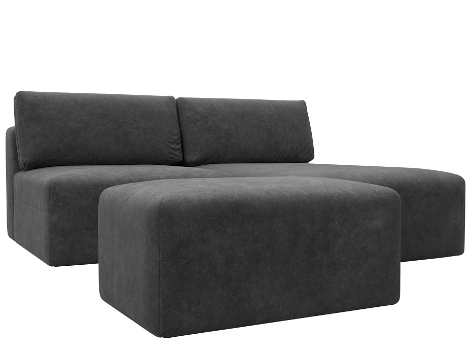 Диван угловой модульный с пуфом Лига-060 НПБ угол универсальный (brut 16 темно-серый)