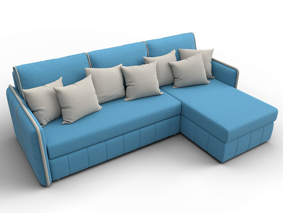 Диван угловой Лига-078 угол универсальный (амур 10 голубой/амур 02 бежевый)