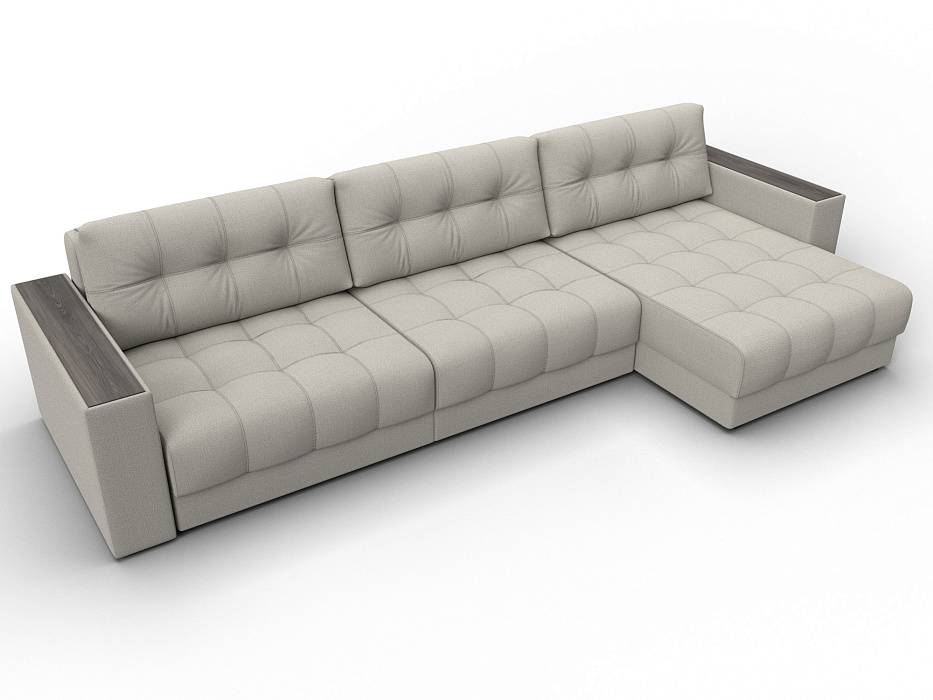 Диван угловой с декором Лига-049 НПБ Лонг (амур 02 бежевый)