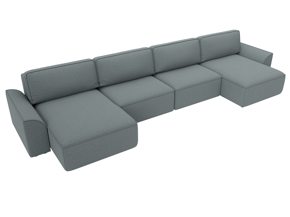 Диван П-образный Лига-048 НПБ лонг (амур 07 серый)