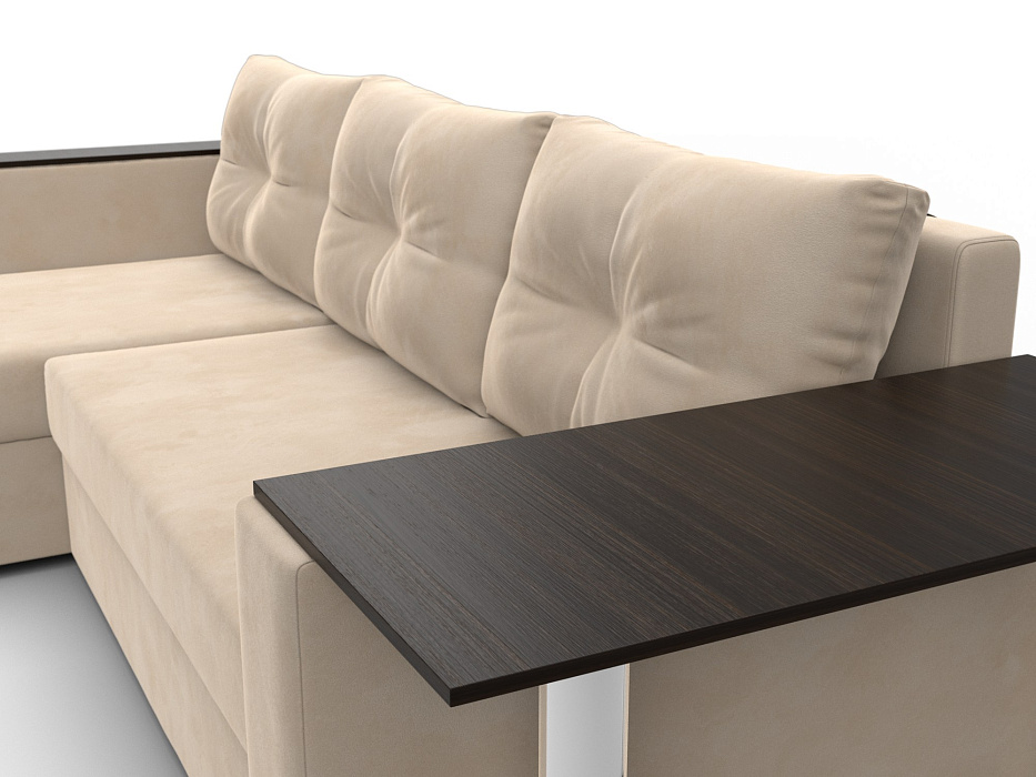 Диван угловой Атланта со столом левый угол (seven 729 бежевый)