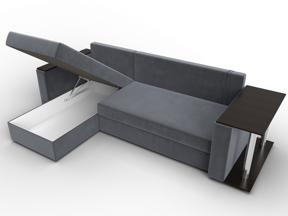 Диван угловой Атланта со столом левый угол (seven 17 серый)