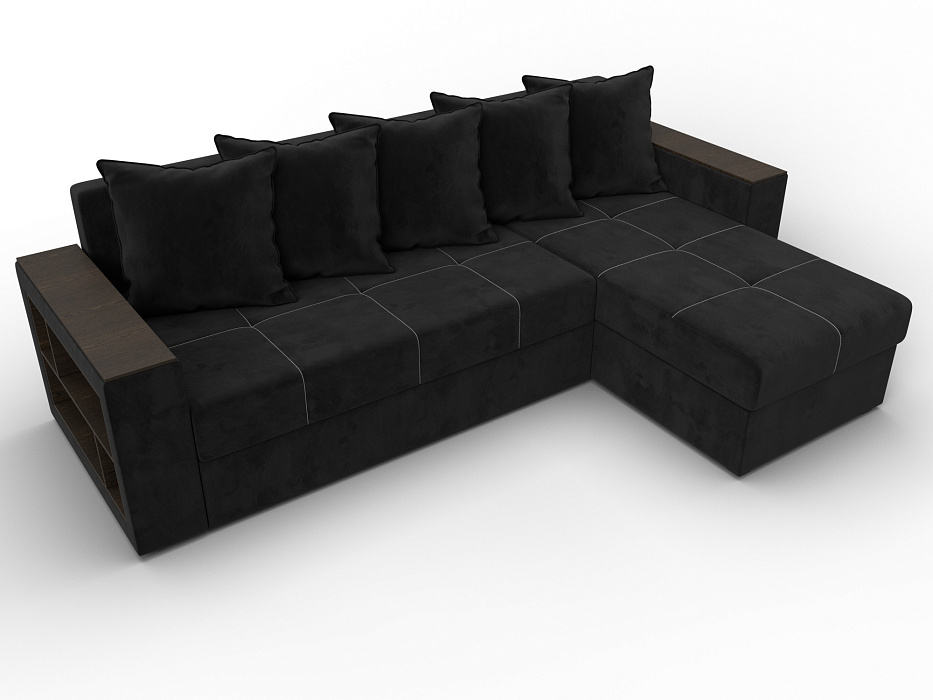 Диван угловой Дубай Лайт угол универсальный (seven 35 черный)