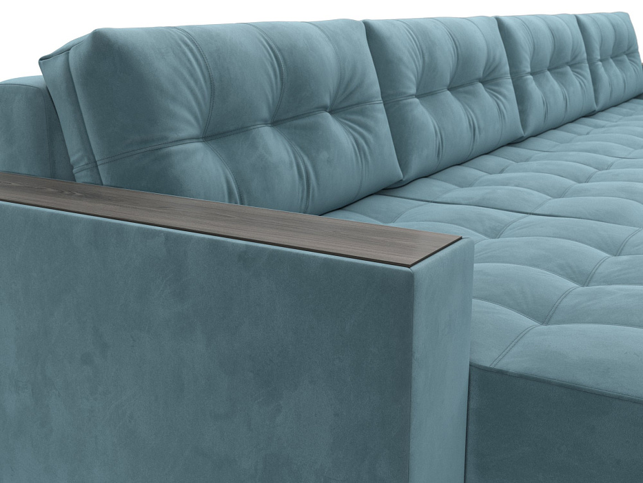 Диван П-образный с декором Лига-049 НПБ Лонг (seven 113 бирюзовый)