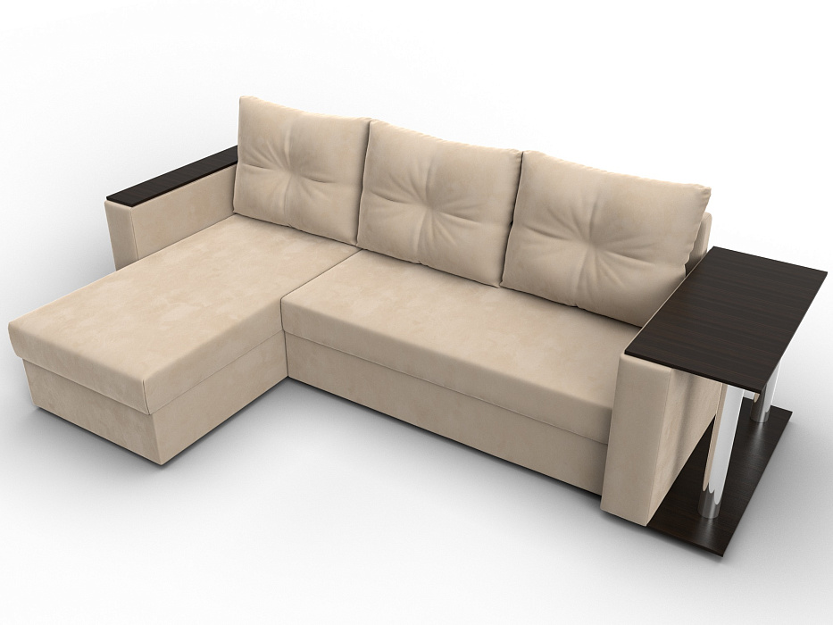 Диван угловой Атланта со столом левый угол (seven 729 бежевый)