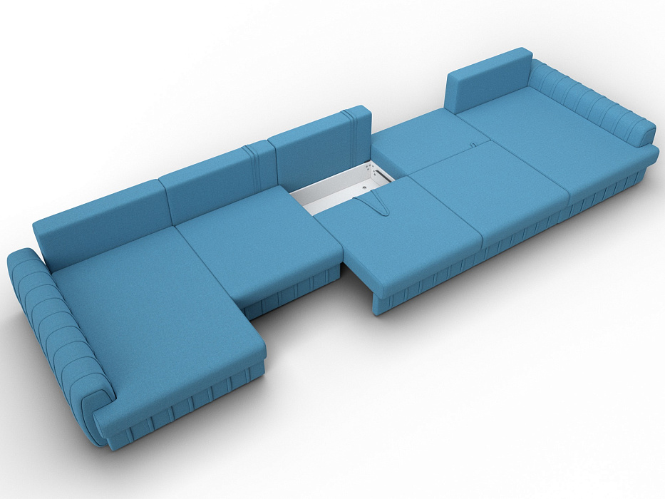 Диван П-образный Лига-057 НПБ МегаЛонг (амур 10 голубой)