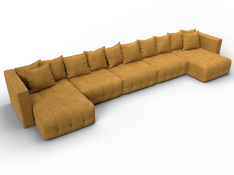Диван П-образный Лига-052 НПБ МегаЛонг (brut 10 желтый)