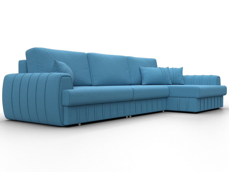 Диван угловой Лига-057 НПБ Лонг угол правый (амур 10 голубой)