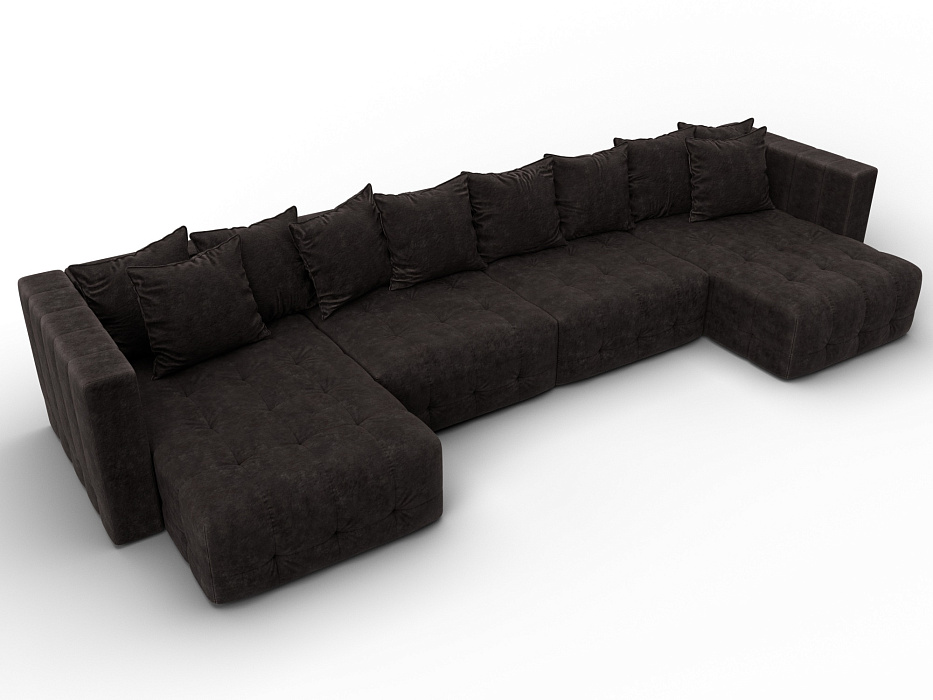 Диван П-образный Лига-052 НПБ Лонг (brut 17 коричневый)