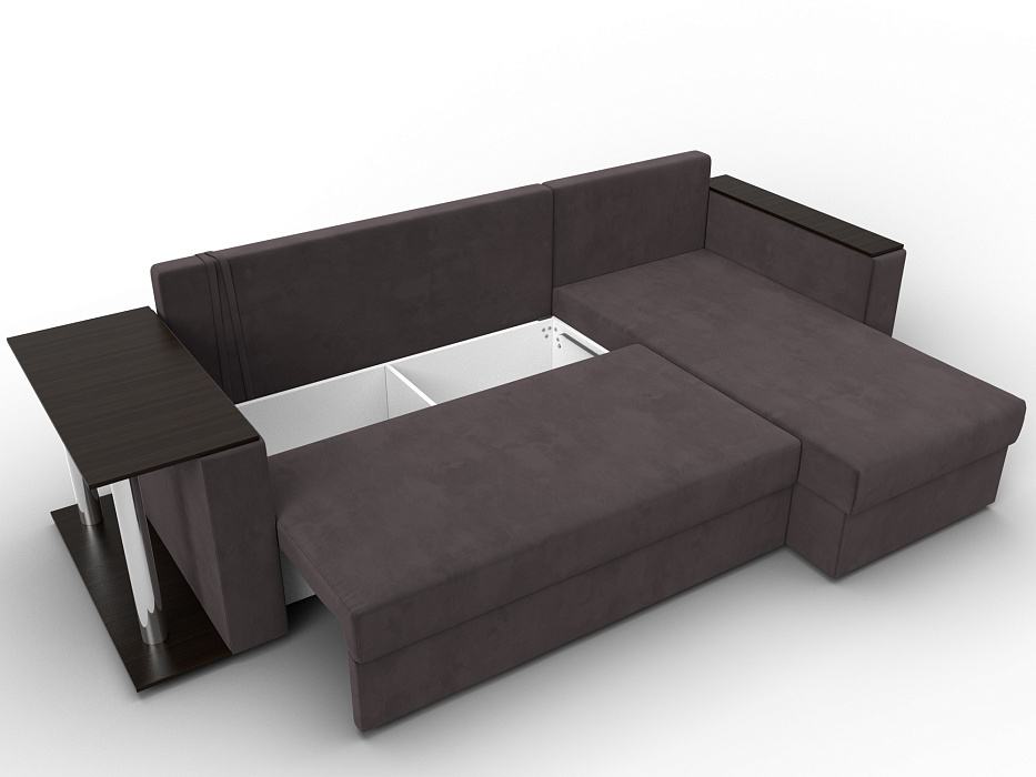 Диван угловой Атланта со столом правый угол (seven 727 коричневый)