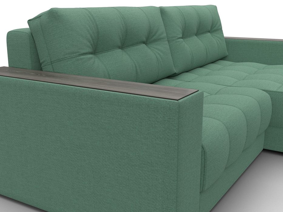 Диван угловой с декором Лига-049 НПБ (амур 11 зеленый)