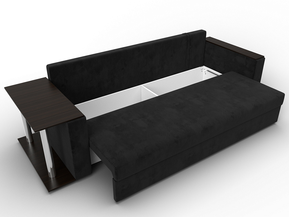 Диван прямой Атланта со столом слева (seven 35 черный)