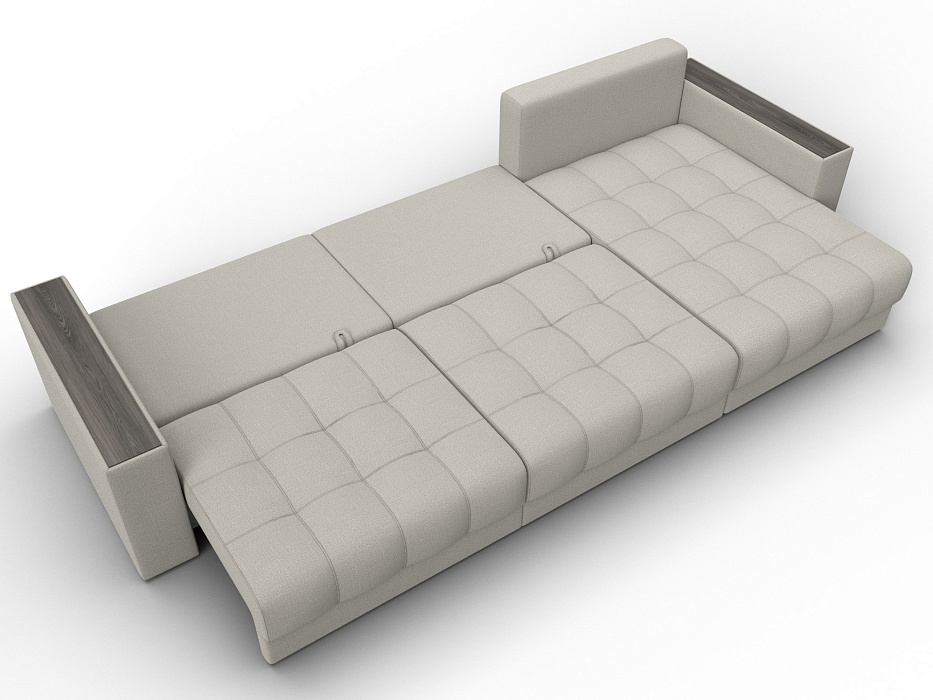 Диван угловой с декором Лига-049 НПБ Лонг (амур 02 бежевый)