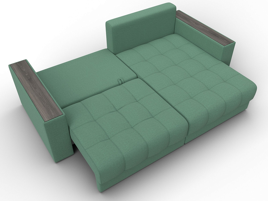 Диван угловой с декором Лига-049 НПБ (амур 11 зеленый)