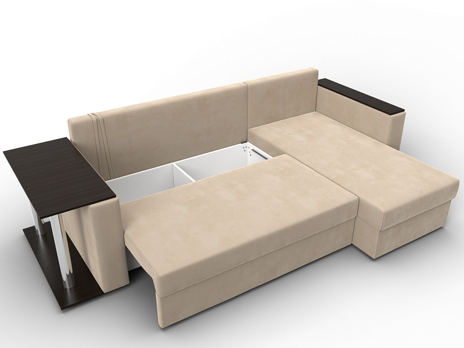 Диван угловой Атланта со столом правый угол (seven 729 бежевый)