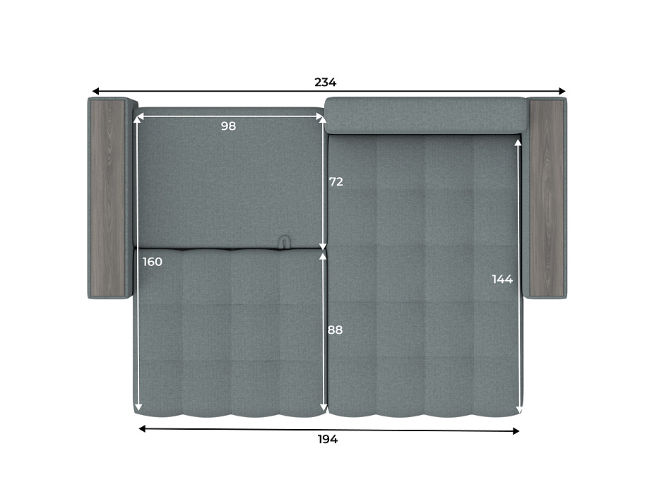 Диван угловой с декором Лига-049 НПБ (амур 07 серый)