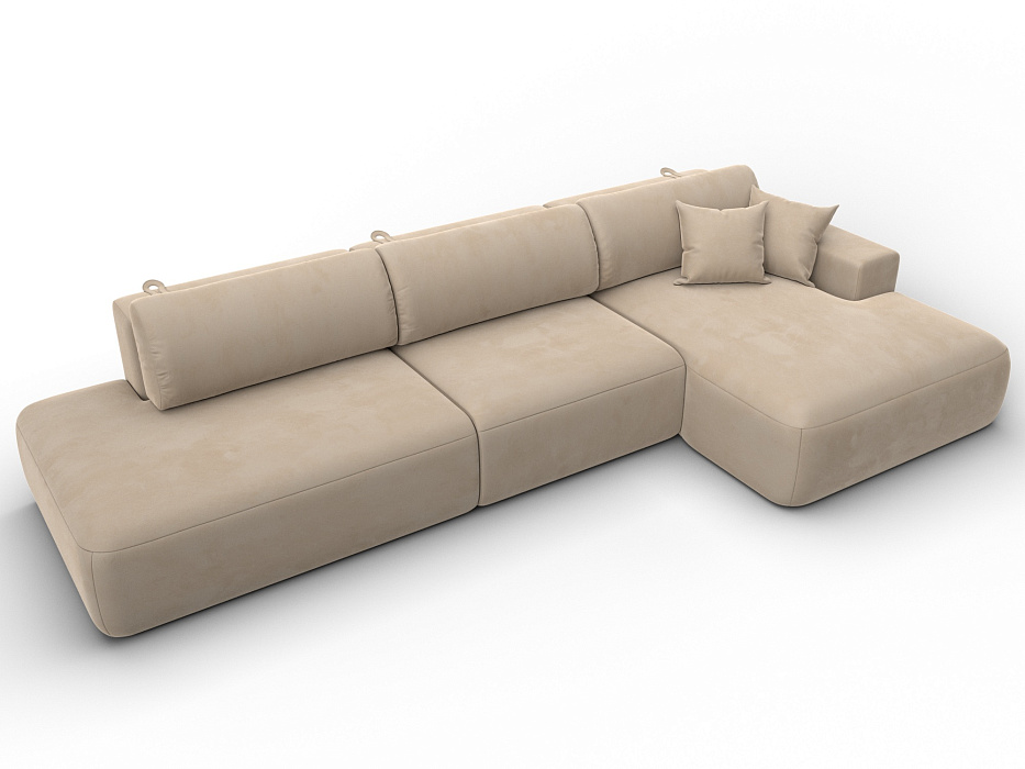 Диван угловой Лига-036 НПБ Модерн Лонг правый угол (seven 729 бежевый)