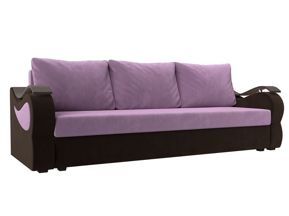 Прямой диван Меркурий Лайт (сиреневый\коричневый цвет)
