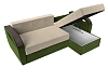 Угловой диван Форсайт правый угол (бежевый\зеленый цвет)