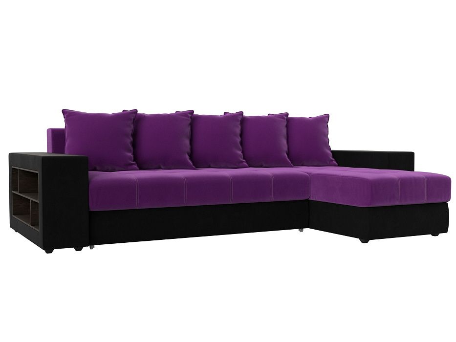 Угловой диван Дубай правый угол (фиолетовый\черный цвет)