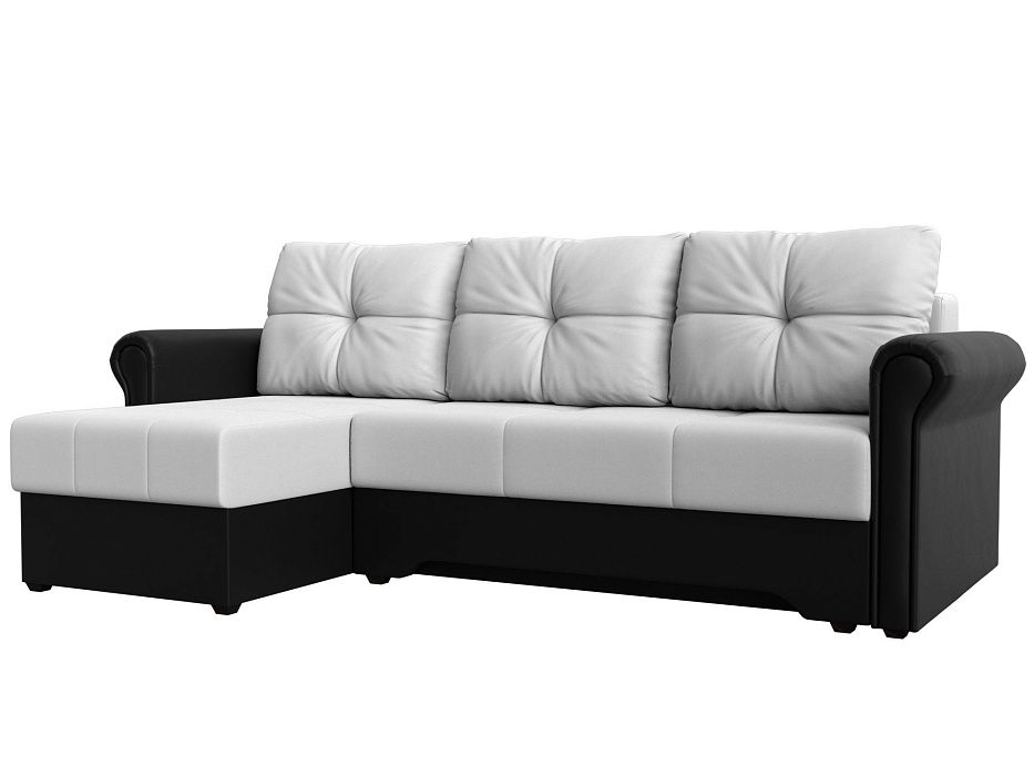 Угловой диван Леон левый угол (белый\черный)